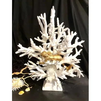 Picture Ceramic Italian mermaid sculpture in coral
