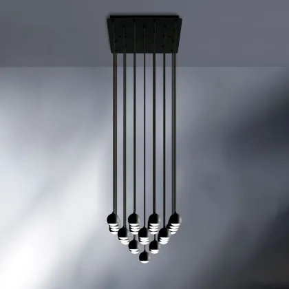 Zdjęcie Designerski żyrandol, lampa wisząca Shallow - 25 metalowych kul oświetleniowych