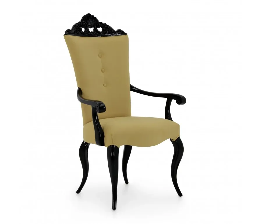 obrazek 1 Żółty elegancki fotel bukowy w stylu barokowym - Sevensedie