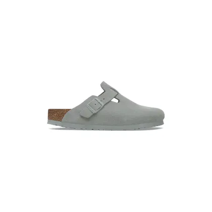 Zdjęcie Birkenstock klapki zamszowe Boston damskie kolor niebieski 1029214