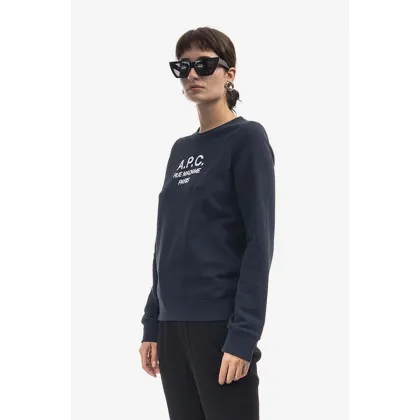 Zdjęcie A.P.C. bluza bawełniana Sweat Tina damska kolor granatowy z aplikacją COEZD.F27561-MARINE