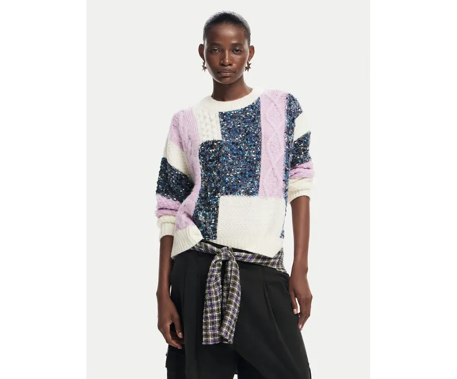 obrazek 1 Desigual Sweter Edmonton 24WWJF19 Kolorowy Regular Fit