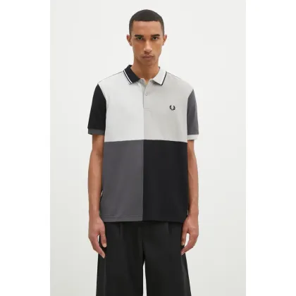 Zdjęcie Fred Perry polo bawełniane Beams Grid Design Fp Shirt kolor czarny wzorzysty SM7186.102