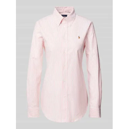 Zdjęcie Bluzka koszulowa o kroju slim fit z wyhaftowanym logo