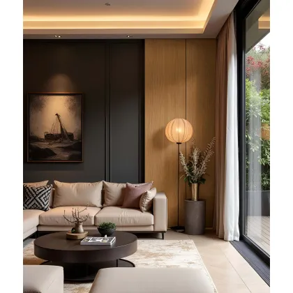 Zdjęcie 275x60x1,1 cm LD (Blank) panel frezowany MDF fornir dębowy - ozdobna dekoracja ścienna 3D