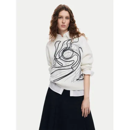 Zdjęcie Desigual Sweter Montpellier Lacroix 24WWJF55 Biały Loose Fit