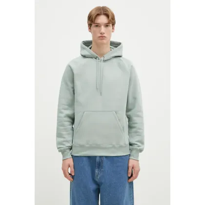 Zdjęcie Carhartt WIP bluza Hooded Chase Sweat męska kolor turkusowy z kapturem gładka I033661.2O2XX