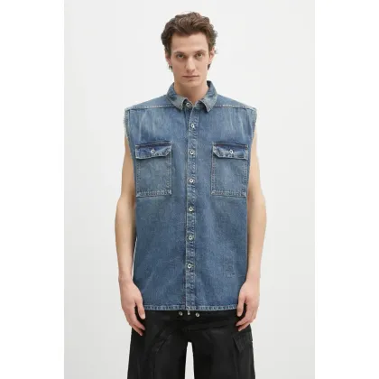 Zdjęcie Rick Owens DRKSHDW bezrękawnik jeansowy Tommy Jumbo Outershirt męski kolor niebieski przejściowy DU01E3764.DWB