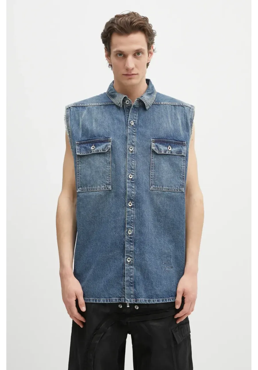 obrazek 1 Rick Owens DRKSHDW bezrękawnik jeansowy Tommy Jumbo Outershirt męski kolor niebieski przejściowy DU01E3764.DWB