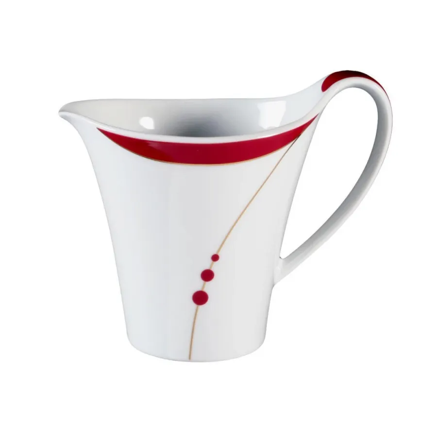 obrazek 1 Stylowy porcelanowy dzbanuszek do mleka zdobiony czerwonym motywem - Seltmann Weiden