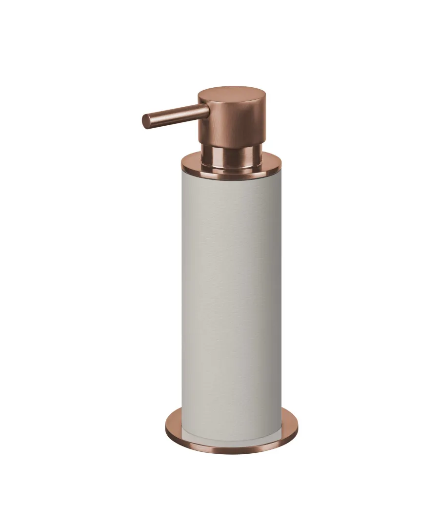 obrazek 1 Wyjątkowy miedziowany dozownik Ø7xH19 cm w kolorze perłowym