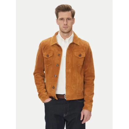 Zdjęcie Serge Pariente Kurtka skórzana Jeans Brązowy Regular Fit
