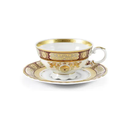 Zdjęcie Bogato zdobiona filiżanka do herbaty ze spodkiem z porcelany – Leander