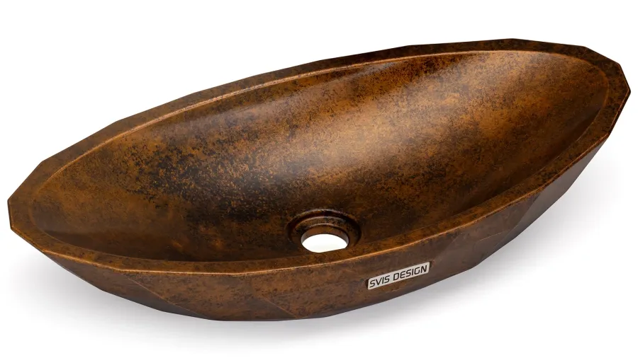 obrazek 2 Luksusowa umywalka 60 cm DIAMOND BASIC – SMOKED METAL, czarny i miedziany, lakier półmatowy