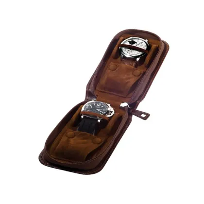 Zdjęcie Podręczny, skórzany pokrowiec na dwa zegarki