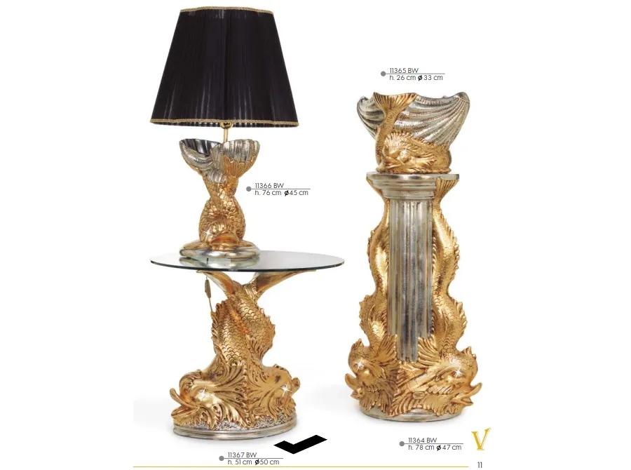 obrazek 1 Nietypowy stolik z ceramicznym motywem rybnym - Valle d'oro Patchi