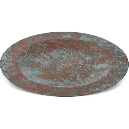 Zdjęcie Miedziany, zielony talerz antyczny Ø34cm - Tavola - Cu Artigiana