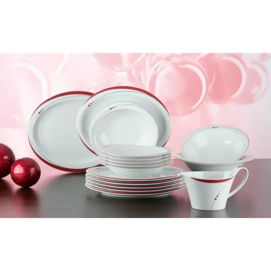 obrazek 4 Wyjątkowa porcelanowa sosjerka zdobiona czerwonym wzorem - Seltmann Weiden