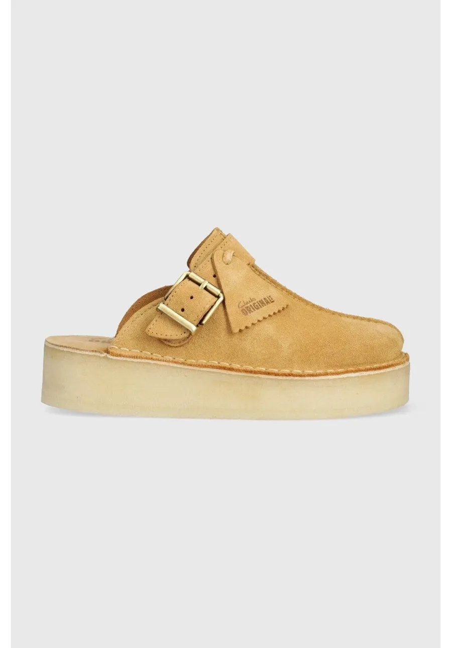obrazek 1 Clarks Originals klapki zamszowe Trek Wedge Mule damskie kolor brązowy na platformie 26175870