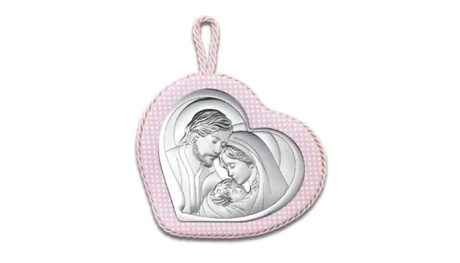 obrazek 1 Stylowa pozytywka w kształcie niebieskiego serca z motywem świętej rodziny