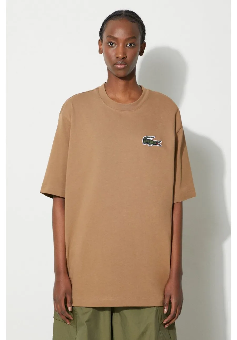 obrazek 1 Lacoste t-shirt bawełniany kolor brązowy z aplikacją
