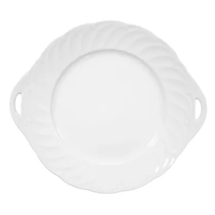 Zdjęcie Piękny porcelanowy talerz na ciasto z rączkami w stylu klasycznym - Seltmann Weiden