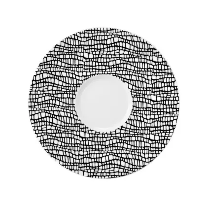 Zdjęcie Porcelanowy duży spodek pod filiżankę 16,5 cm zdobiony czarnym ornamentem - Seltmann Weiden