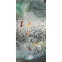 Zdjęcie Stylowy witraż z przedstawieniem łabędzi