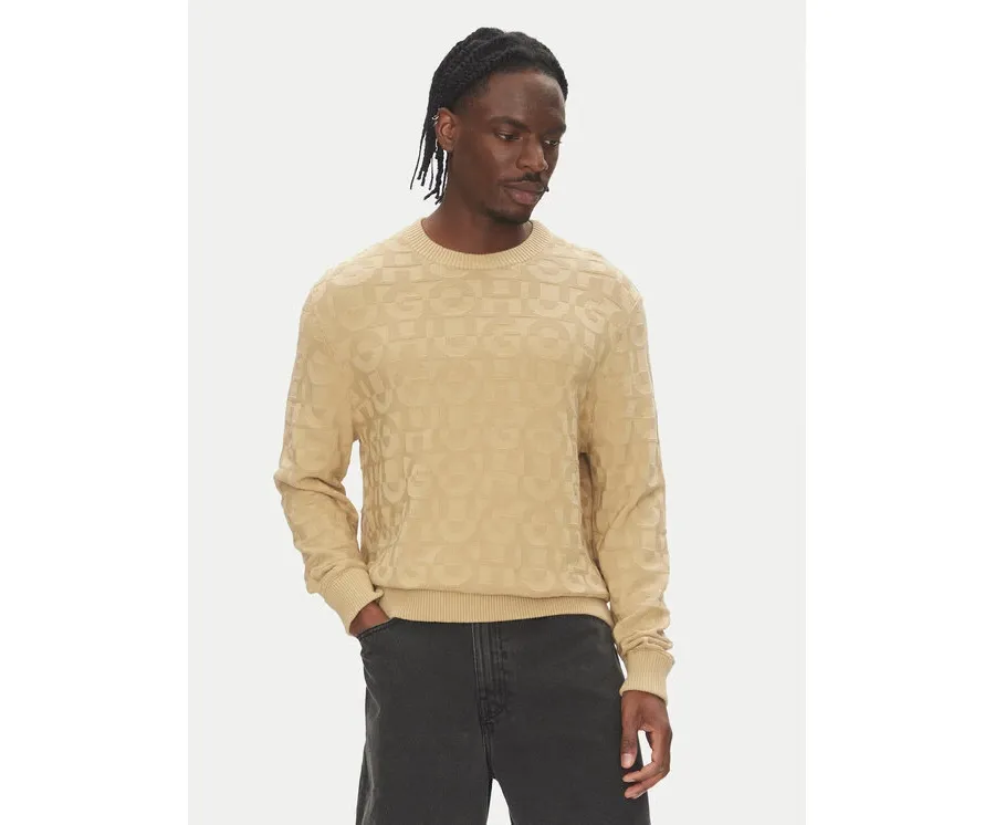 obrazek 1 HUGO Sweter 50543785 Beżowy Regular Fit