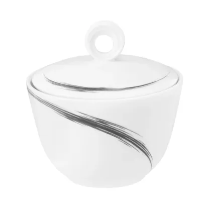 Zdjęcie Mała porcelanowa cukiernica z szarym zdobieniem - Seltmann Weiden