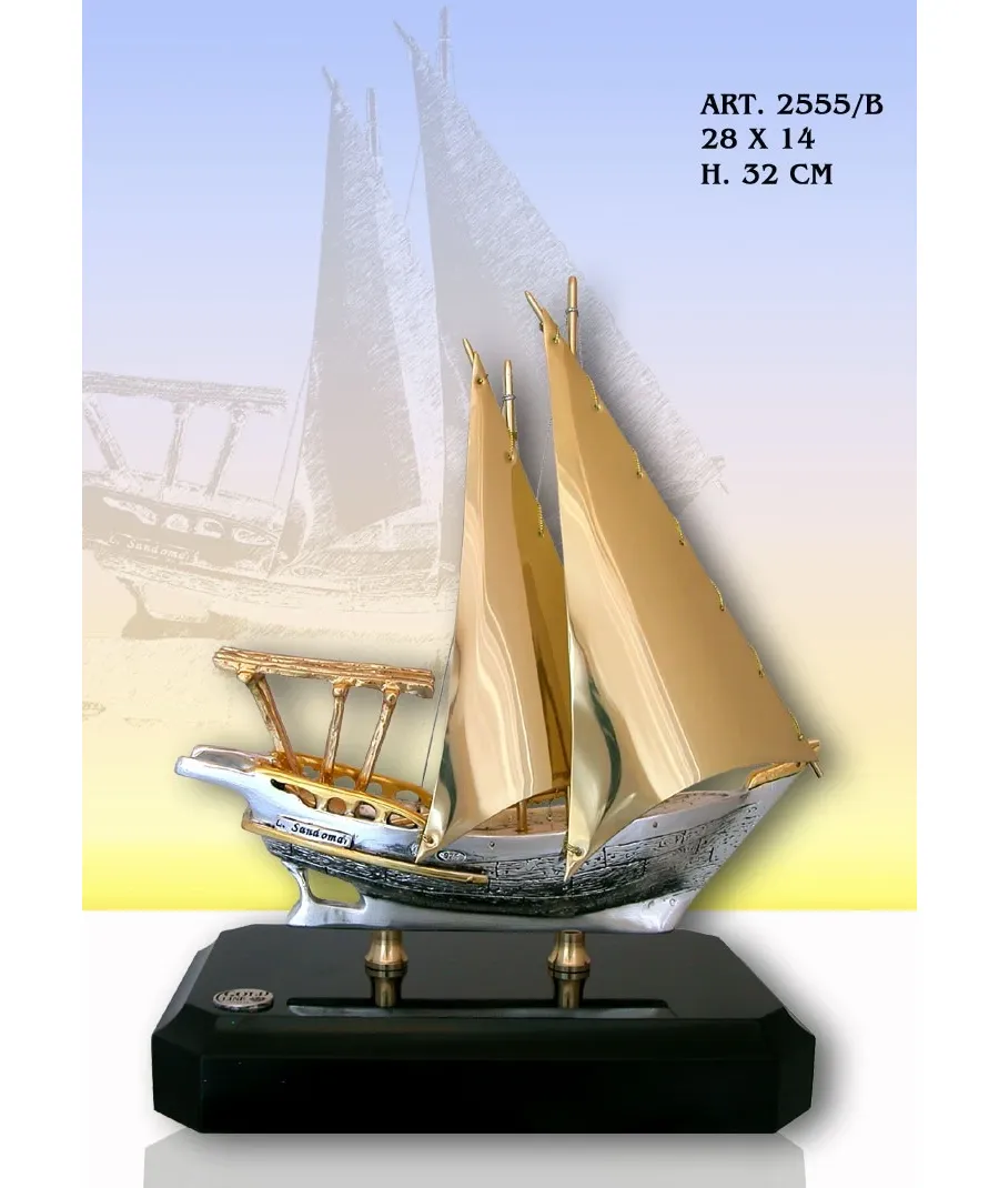 obrazek 1 Pozłacana statuetka statku