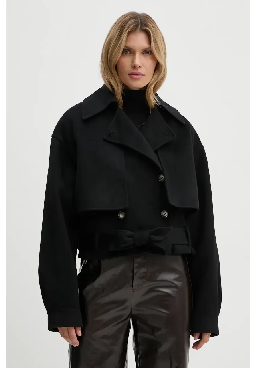 obrazek 1 Nanushka płaszcz wełniany SATOYO kolor czarny przejściowy oversize NW24CROW01699