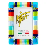 Zdjęcie Wielokolorowa ramka na zdjęcia ze szkła Murano – wariant jasny niebieski