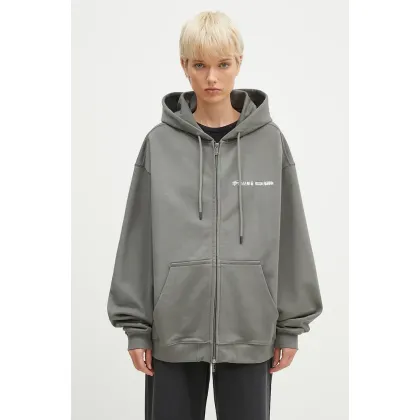 Zdjęcie Filling Pieces bluza bawełniana Chrome kolor szary z kapturem z nadrukiem 95213746002