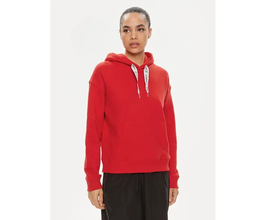 obrazek 1 Tommy Jeans Bluza Logo Drawcord DW0DW17794 Czerwony Boxy Fit