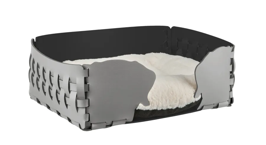 obrazek 1 Piękne szare skórzane legowisko dla psa 35x20xH15 cm