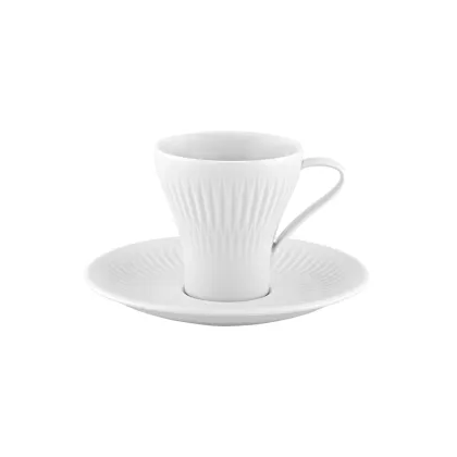 Picture White classic coffee cup and saucer from the Utopia collection with rich relief decoration - 4 pieces - Vista Alegre