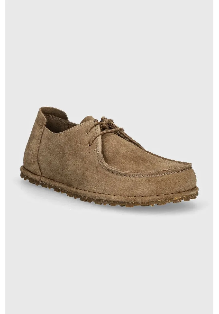 obrazek 1 Birkenstock półbuty zamszowe Utti Lace damskie kolor szary na płaskim obcasie 1027321