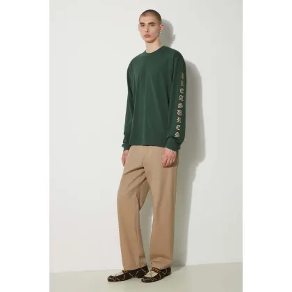 Zdjęcie PLEASURES longsleeve bawełniany Oe Long Sleeve kolor zielony z aplikacją P24SU008-GREEN