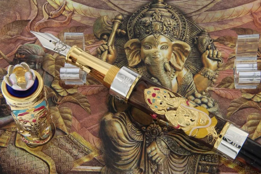 obrazek 4 Pióro wieczne Lord Ganesha in Silver Vermeil and Enamels