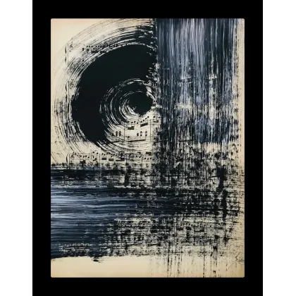 Zdjęcie Black no 15. Akryl na starych, archiwalnych nutach, 34 x 27 cm