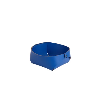 Picture Flora basket 15x15xH7 cm made of natural Majorelle blue leather