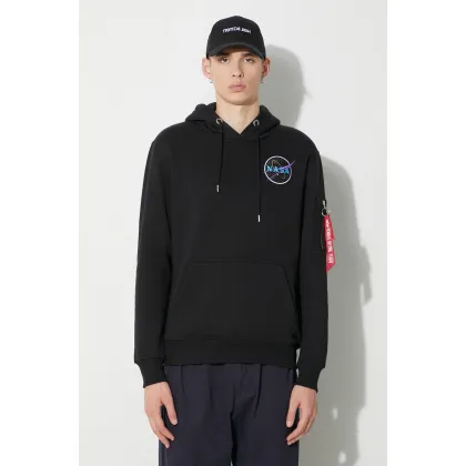 Zdjęcie Alpha Industries bluza męska kolor czarny z kapturem z aplikacją