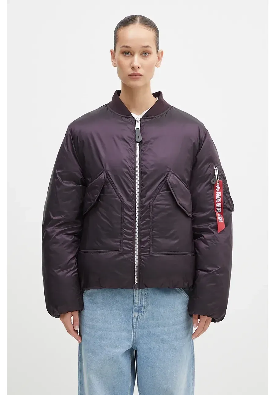 obrazek 1 Alpha Industries kurtka damska kolor fioletowy zimowa oversize 148004