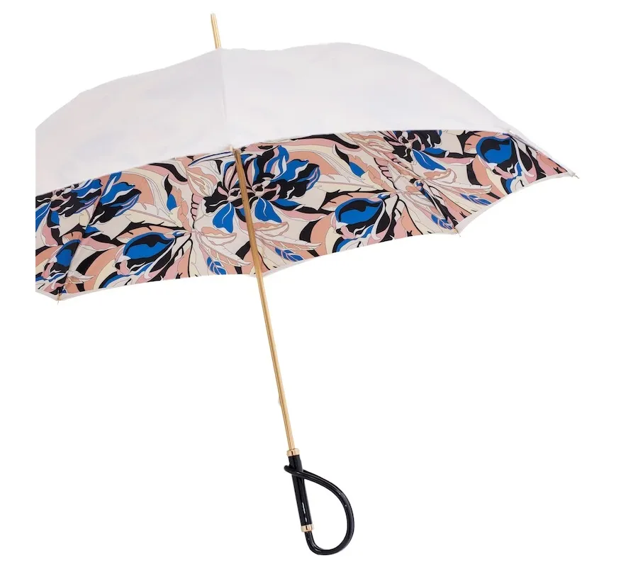 obrazek 8 Piękny kremowy parasol damski z motywem roślinnym – Pasotti