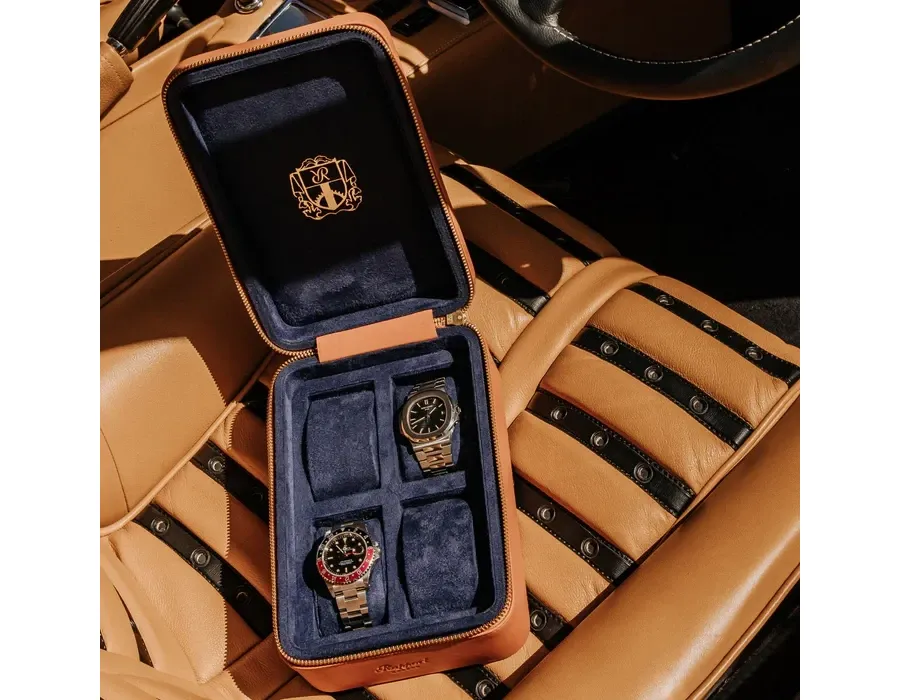 obrazek 3 Jasnobrązowe etui Hyde Park na cztery zegarki