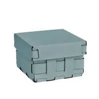 Zdjęcie Wyjątkowy skórzany kosz Bottega 19x19xH13 cm w kolorze pastelowego błękitu