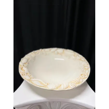 Picture Large ceramic bowl decorated with ivory seafood - Le Ceramiche