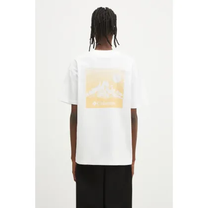 Zdjęcie Columbia t-shirt bawełniany Black Butte męski kolor biały z nadrukiem 2071701