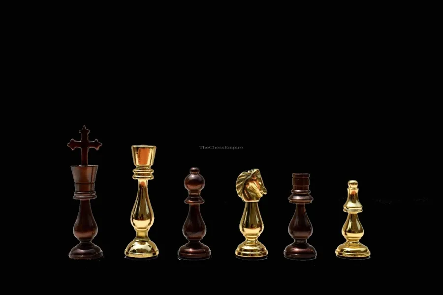 obrazek 3 Luksusowy stół szachowy z mosiężnymi figurami - The Chess Empire